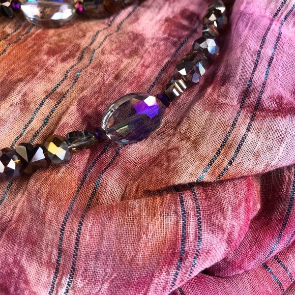 35  3/4" Magical Fairy Purple Faceted Crystal Glass Necklace $40 - Picture 15 of 17